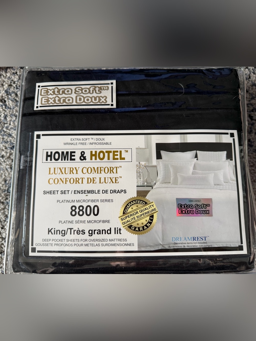 Home & Hotel Luxury Comfort 8800 King Sheet Set - Black